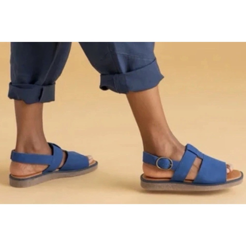 Gudrun Sjoden 40 US 9 Royal Blue Nubuck Leather Sandals Platform Buckle Straps